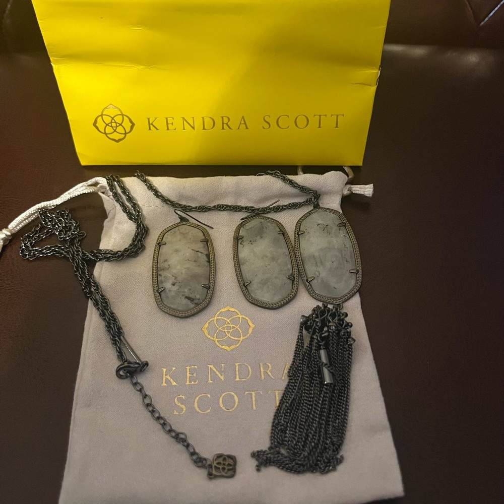Kendra Scott Grey Stone Necklace & Earring Duo